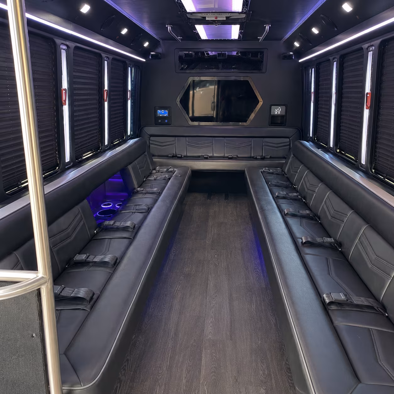brea 18 passenger party bus interior