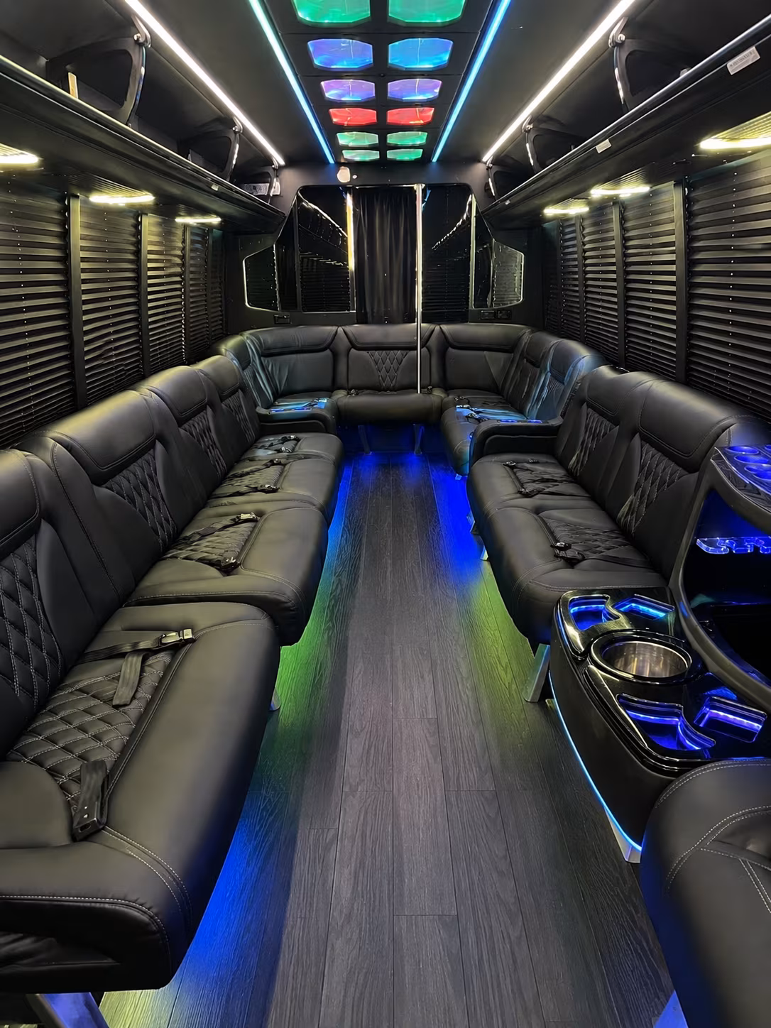 brea 20 passenger party bus interior