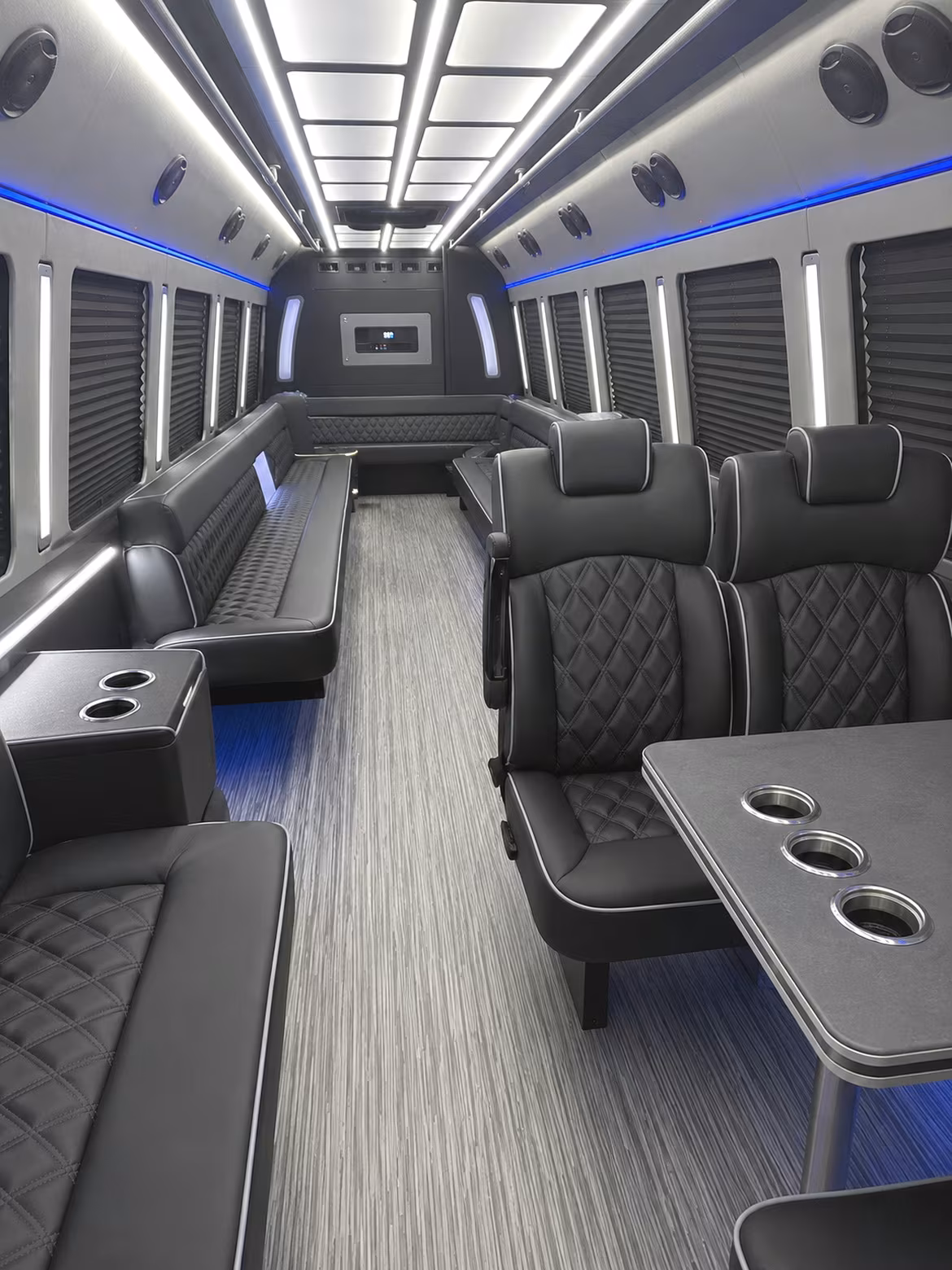 brea 25 passenger party bus inside