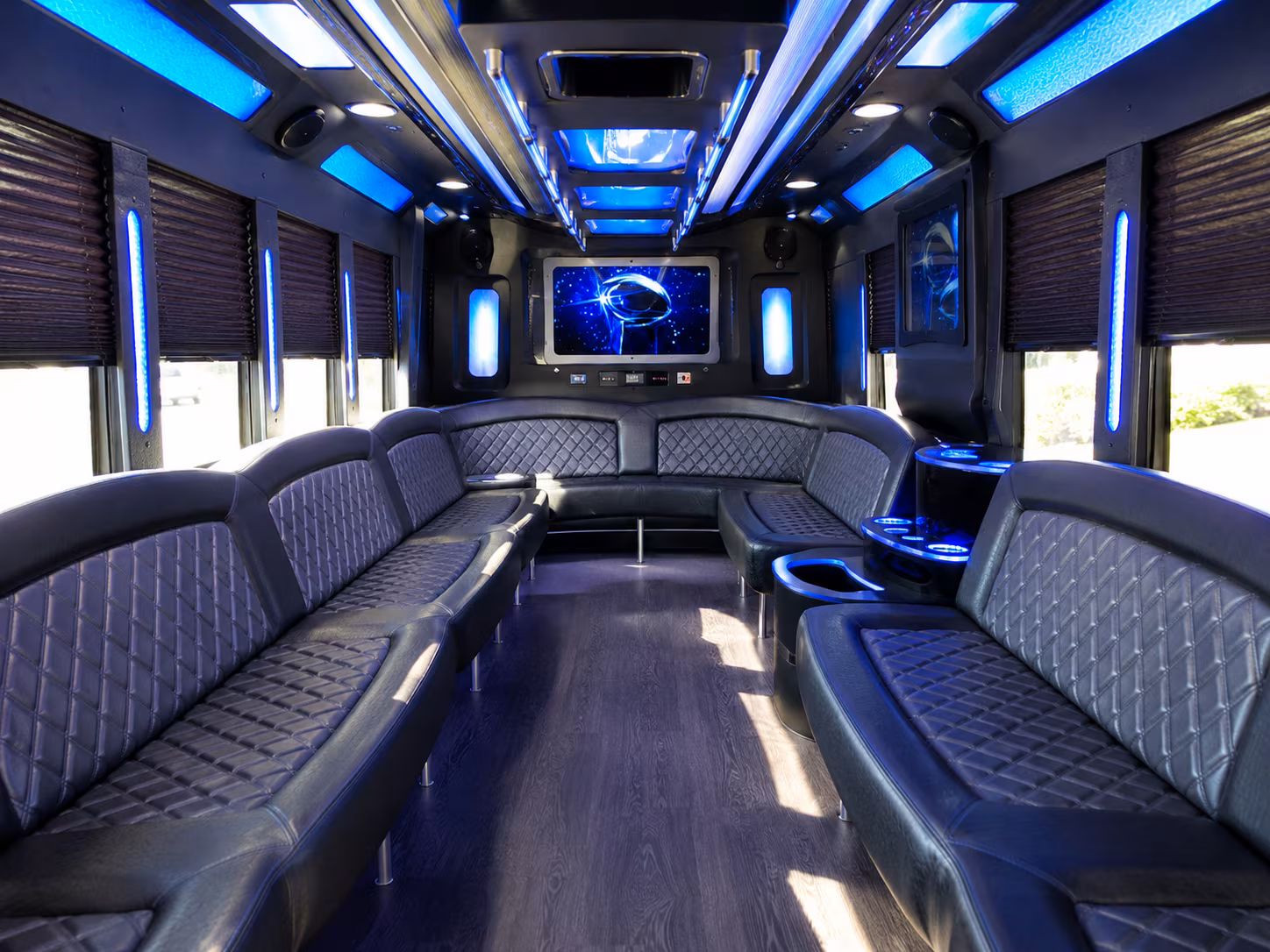 brea 28 passenger party bus inside