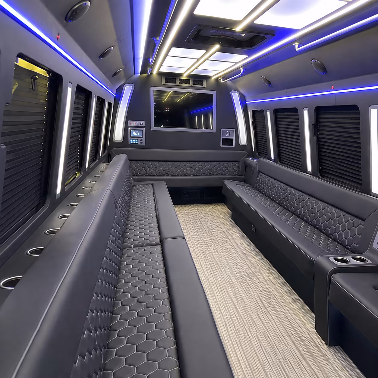 brea 40 passenger party bus inside