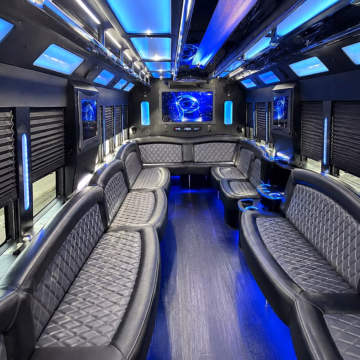 brea 50 passenger party bus interior