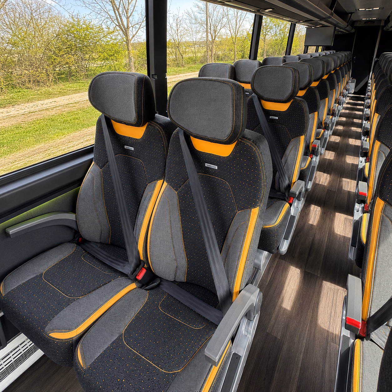 orange long distance charter bus rentals