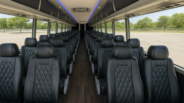Interior of Charter Bus Company Garden Grove's 54 Passenger Charter Bus in Garden Grove