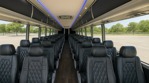 Interior of Charter Bus Company Garden Grove's 55 Passenger Charter Bus in Garden Grove
