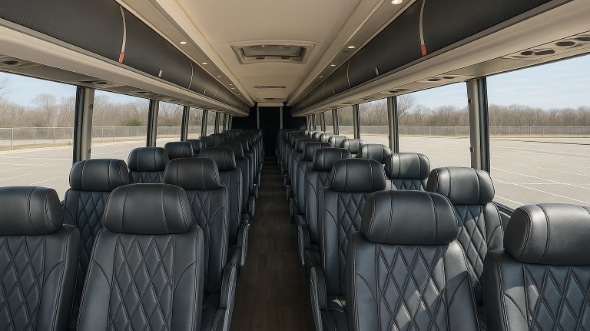 Interior of Charter Bus Company Garden Grove's 56 Passenger Charter Bus in Garden Grove