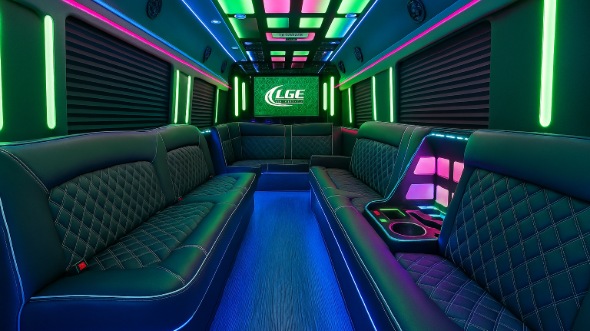 Interior of Charter Bus Company Brea's Party Bus in Brea