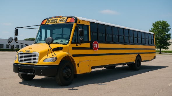 Exterior of Charter Bus Company Garden Grove's School Bus in Garden Grove