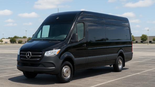 Exterior of Charter Bus Company Garden Grove's Sprinter Van Rental With Driver in Garden Grove